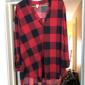 Red and Black Buffalo Plaid Tunic